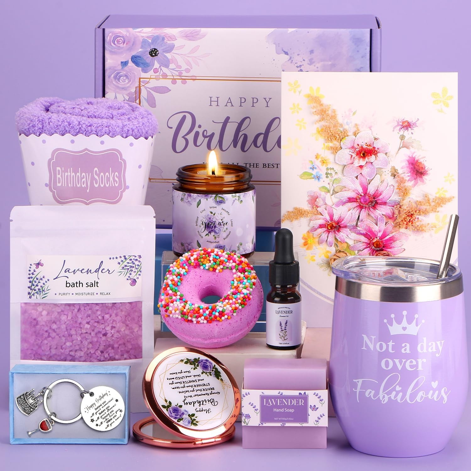 Happy Birthday Gifts for Women, Mothers Day Gifts for Mom Sister Her Best  Friend Wife Aunt Teacher, Spa Gift Basket for Women Gift Box, Unique