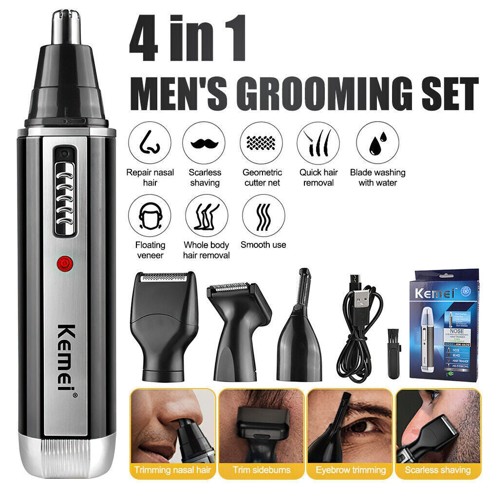 4 In 1 Rechargeable Hair Beard Eyebrow Ear Nose Shaver Trimmer Electric Kits UK