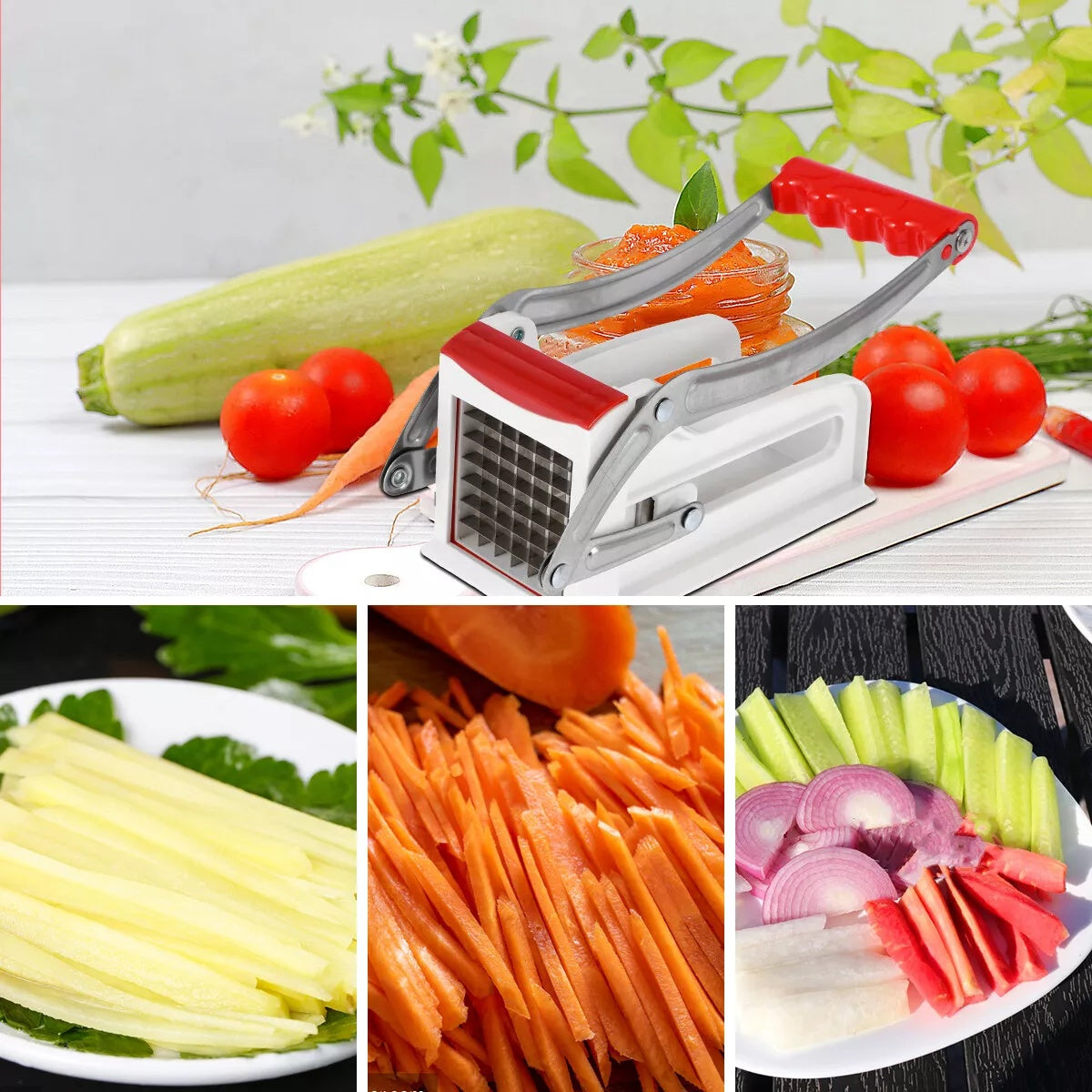Potato Chipper Slicer French Fries Maker Vegetables Carrots Chip Chopper Cutter