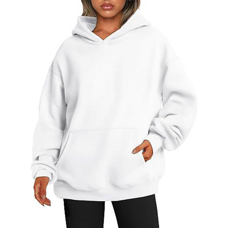 Ladies Hooded Sweatshirt Long Sleeve Hoodies Women Solid Color Fall Casual Thick