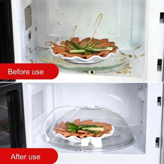 Microwave Anti-Splatter Cover Guard with Steam Vents and Plate Lid for Cooking Protection