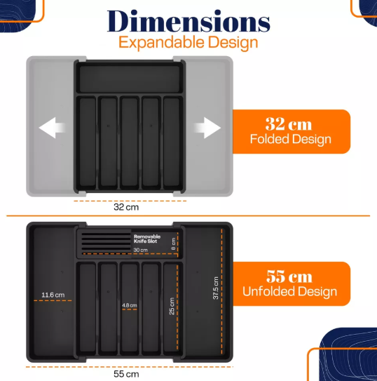 Expandable Silverware Organizer and Cutlery Tray for Drawer Storage Solutions