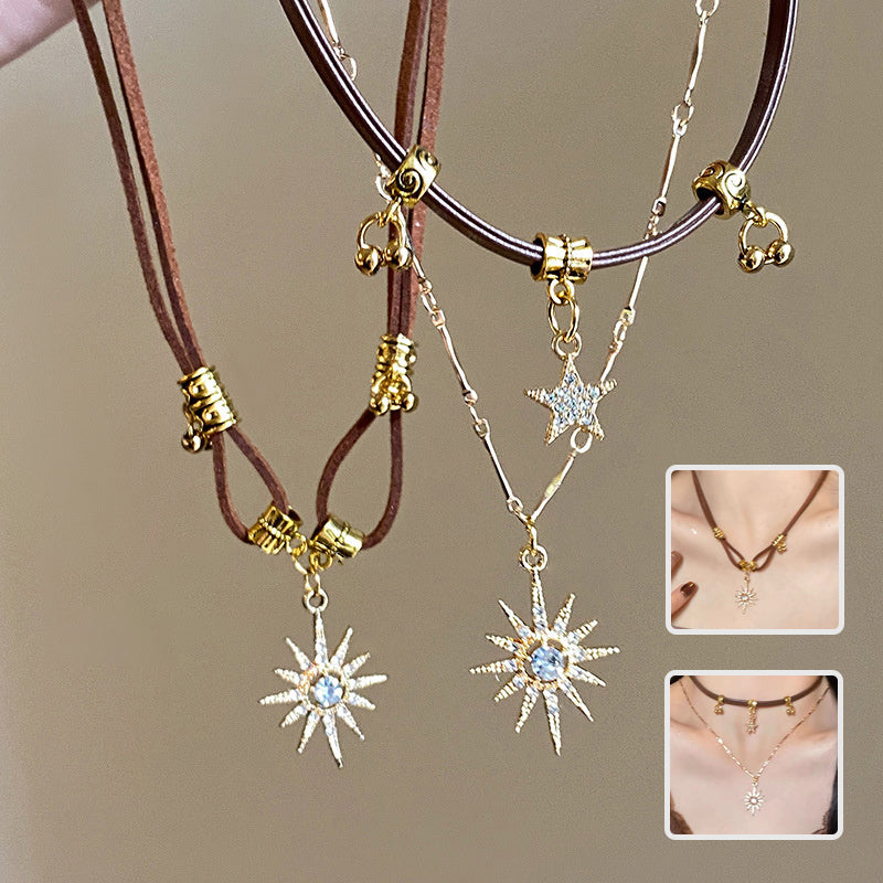 Vintage Sunflower Stars Necklace Women's Personalized Pendant Necklace Fashion Jewelry