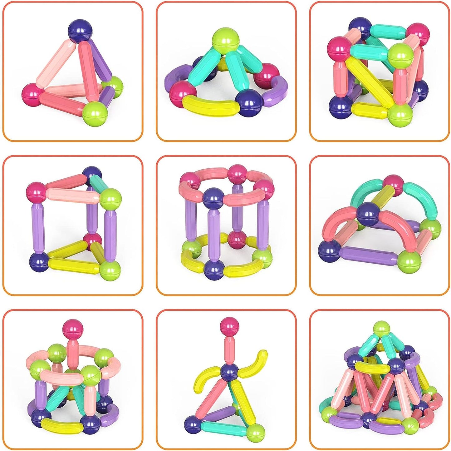 Magnetic Building Blocks Set For Kids Ages 3, STEM Construction 3D Stacking Magnetic Toys For Boys And Girls,Magnetic Sticks And Balls Game Set For Kid Is Early Educational Learning 128PCS.