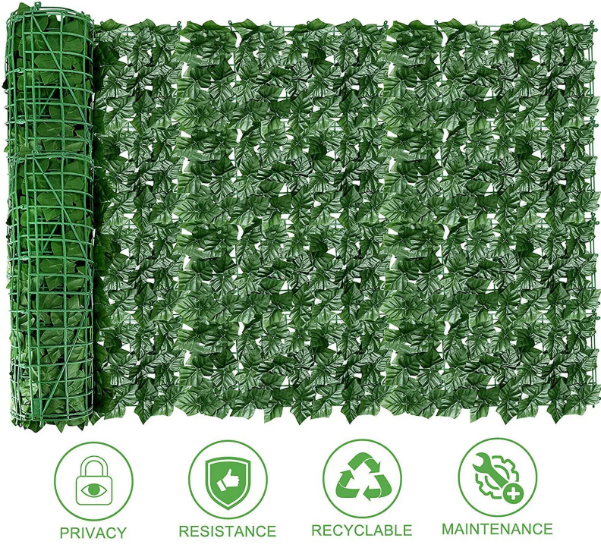 Artificial Ivy Leaf Hedge Roll – Garden Fence Privacy Screen for Wall and Balcony