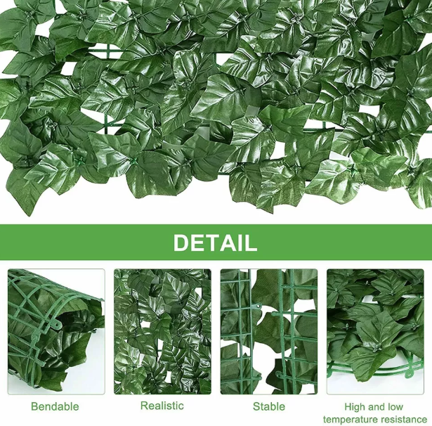 Artificial Ivy Leaf Hedge Roll – Garden Fence Privacy Screen for Wall and Balcony