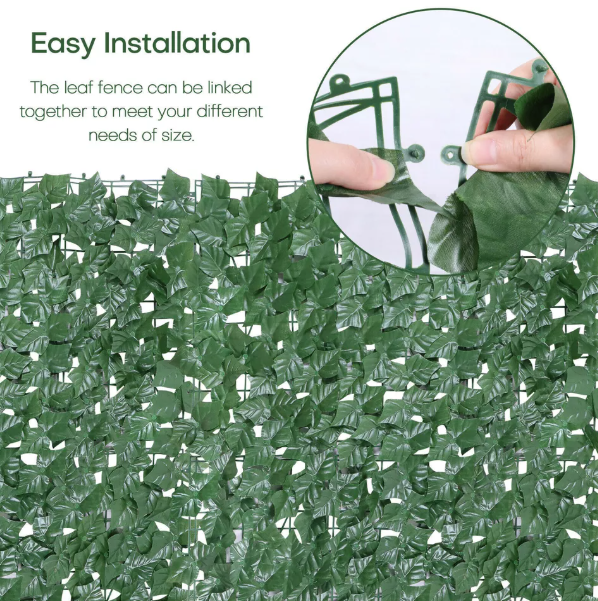 Artificial Ivy Leaf Hedge Roll – Garden Fence Privacy Screen for Wall and Balcony