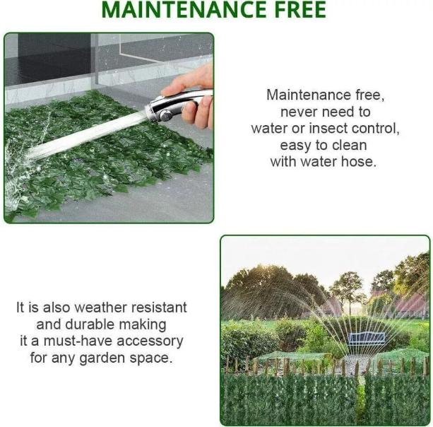 Artificial Ivy Leaf Hedge Roll – Garden Fence Privacy Screen for Wall and Balcony