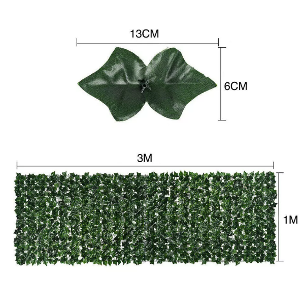 Artificial Ivy Leaf Hedge Roll – Garden Fence Privacy Screen for Wall and Balcony