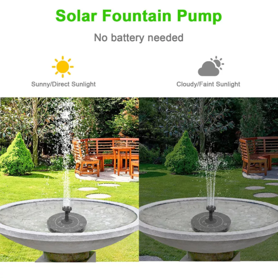 Solar Water Feature Fountain Pump for Bird Baths and Gardens