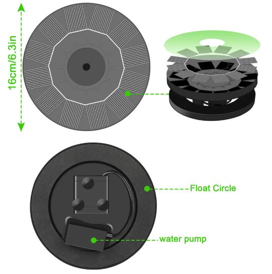 Solar Water Feature Fountain Pump for Bird Baths and Gardens