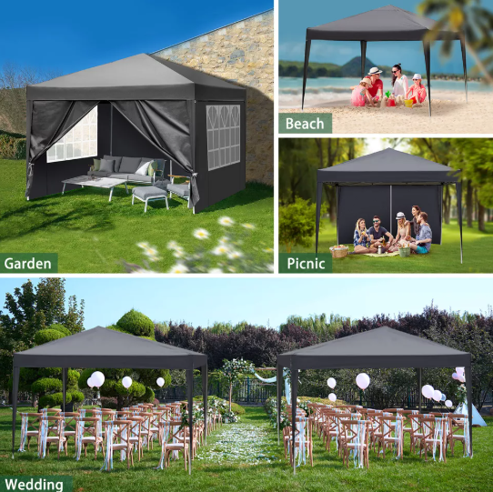 Waterproof Pop Up Gazebo with Sides – Heavy Duty Outdoor Garden Patio Gazebo 3x3