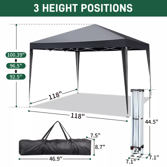 Waterproof Pop Up Gazebo with Sides – Heavy Duty Outdoor Garden Patio Gazebo 3x3