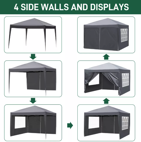 Waterproof Pop Up Gazebo with Sides – Heavy Duty Outdoor Garden Patio Gazebo 3x3