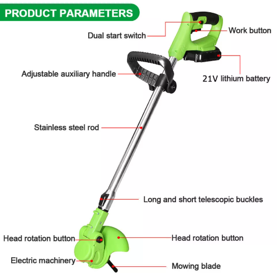 Cordless Electric Lawn Mower – Battery Powered Rechargeable Mower for Efficient Lawn Care