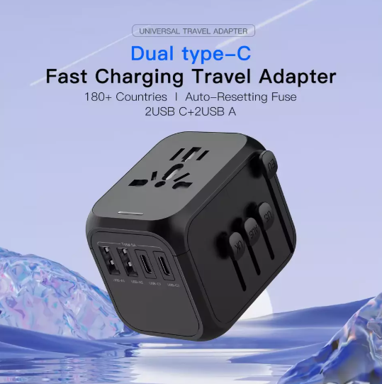 Multi-Function Universal Travel Adapter Plug, Compact Converter for All Countries