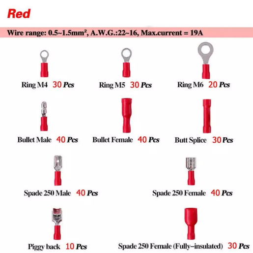 Crimping Pliers with 720PCS Insulated Electrical Wire Terminals for Cable and Wire Connections