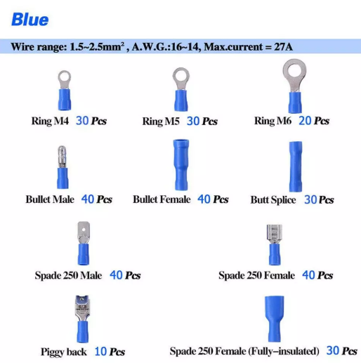 Crimping Pliers with 720PCS Insulated Electrical Wire Terminals for Cable and Wire Connections