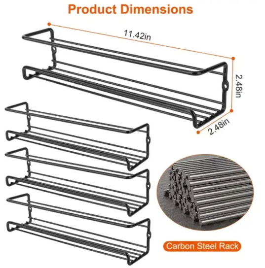 Wall Mounted Spice Rack and Kitchen Shelf Organizer for Seasoning Storage