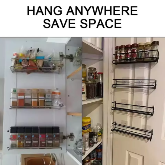 Wall Mounted Spice Rack and Kitchen Shelf Organizer for Seasoning Storage