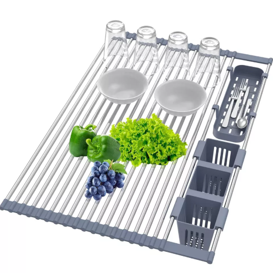 Adjustable Kitchen Dish Drying Rack – Space-Saving Kitchen Sink Drainer