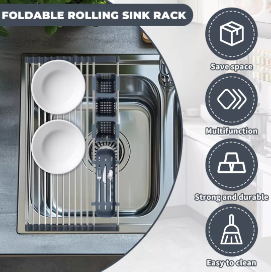 Adjustable Kitchen Dish Drying Rack – Space-Saving Kitchen Sink Drainer