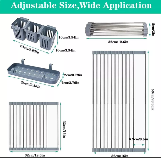 Adjustable Kitchen Dish Drying Rack – Space-Saving Kitchen Sink Drainer