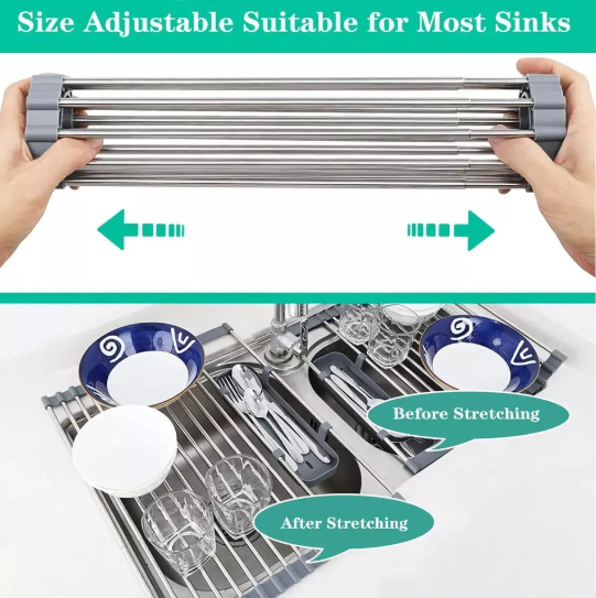 Adjustable Kitchen Dish Drying Rack – Space-Saving Kitchen Sink Drainer