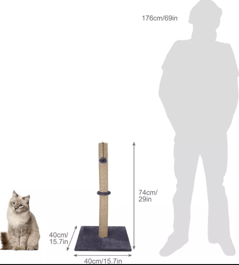 Tall Cat Scratching Post for Large Cats - Prevent Furniture Scratches with Durable Scratch Pole