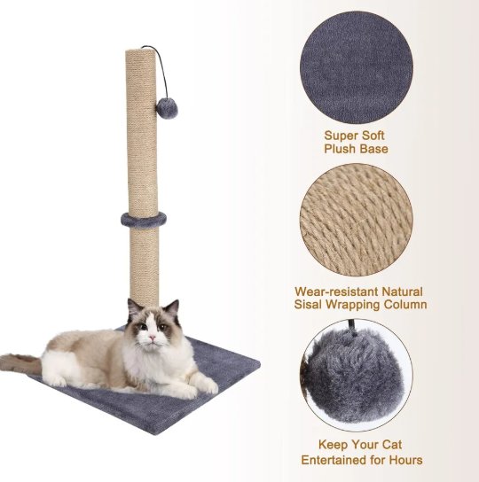 Tall Cat Scratching Post for Large Cats - Prevent Furniture Scratches with Durable Scratch Pole