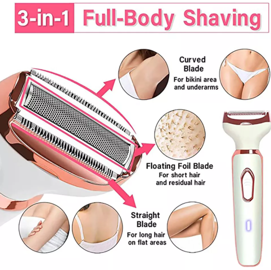 Multifunctional Women's Shaver for Face and Bikini, Ladies Electric Hair Trimmer and Razor