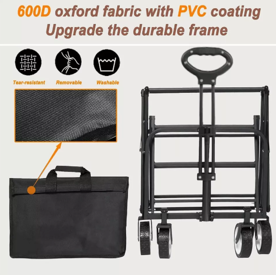 Collapsible Wagon Trolley Foldable Hand Truck for Camping and Heavy-Duty Tasks