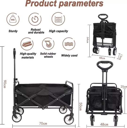 Collapsible Wagon Trolley Foldable Hand Truck for Camping and Heavy-Duty Tasks