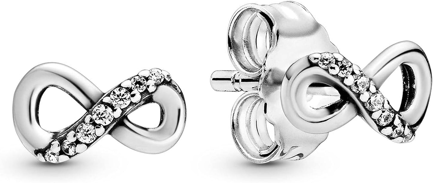Moments Women'S Sterling Silver Sparkling Infinity Stud Earrings
