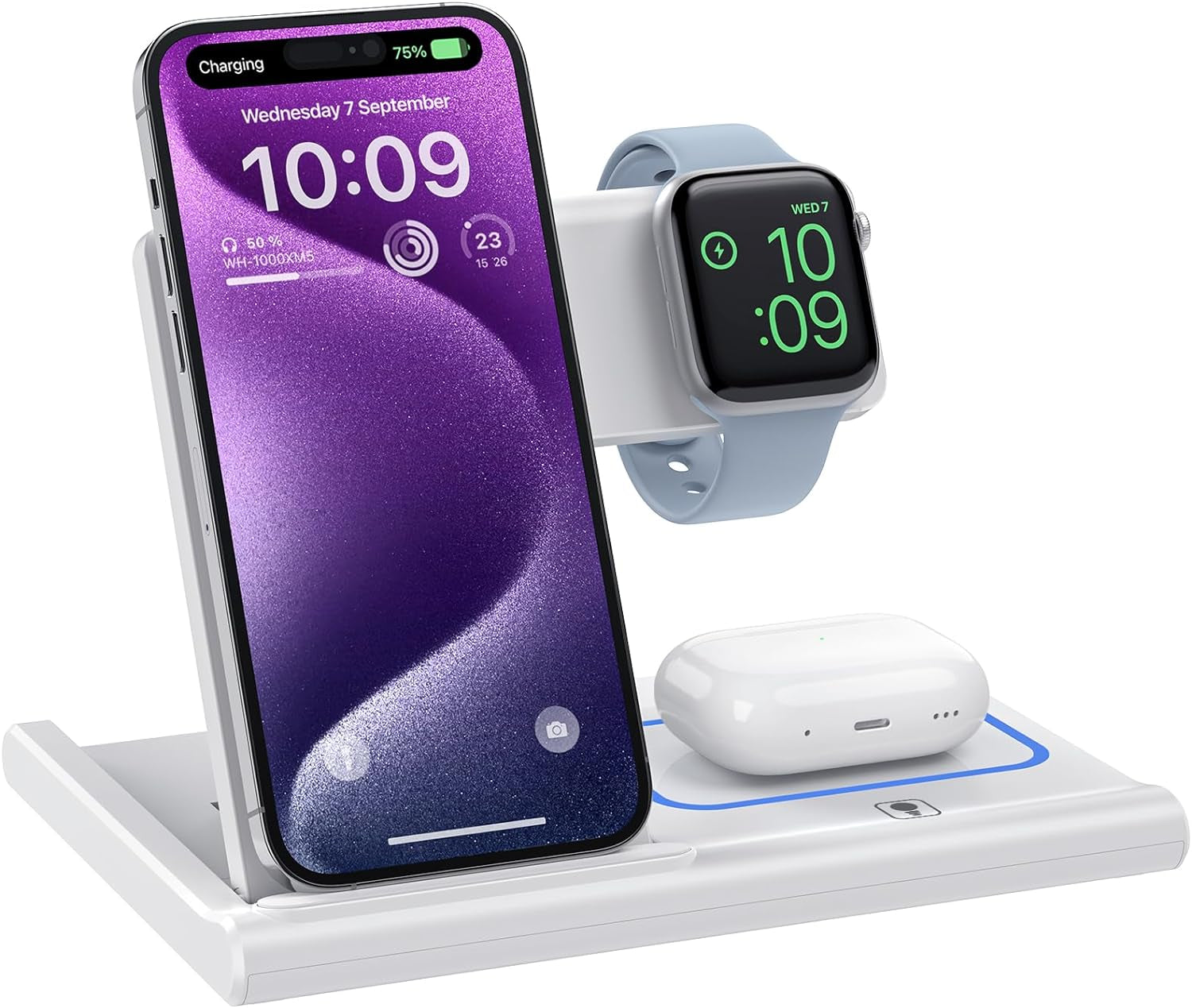Charging Station, 3 in 1 Wireless Charging Station for Iphone 15/14/13/12/11/Xr/X/8,Fast Wireless Charging Stand for Airpods Pro/3/2 and Iwatch（Not Adapter)