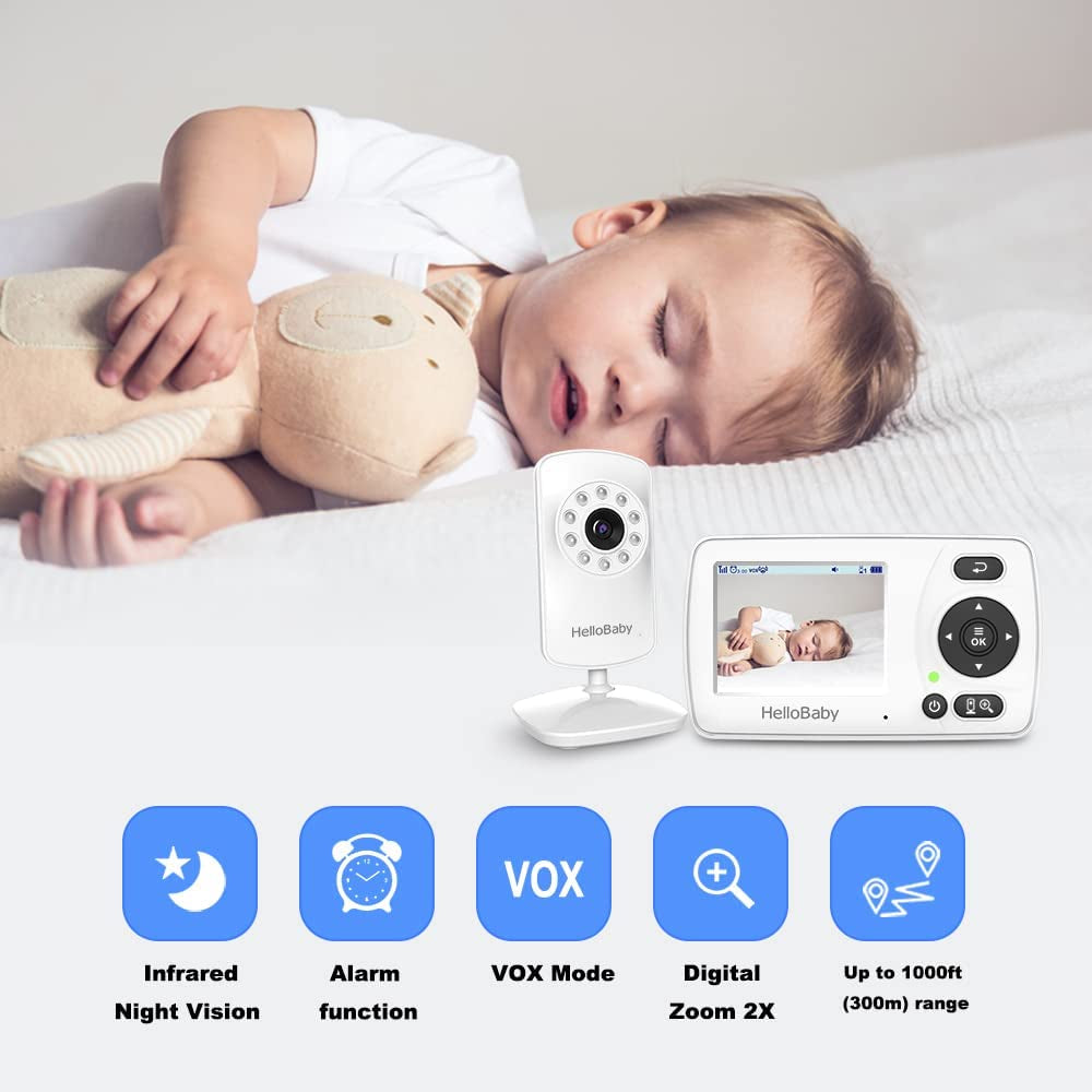 Baby Monitor, Upgrade Video Baby Monitor No Wifi for Privacy, Infrared Night Vision Camera, 960P, ECO Mode,Lullaby,Digital 2X Zoom,Alarm Function (HB30 New)