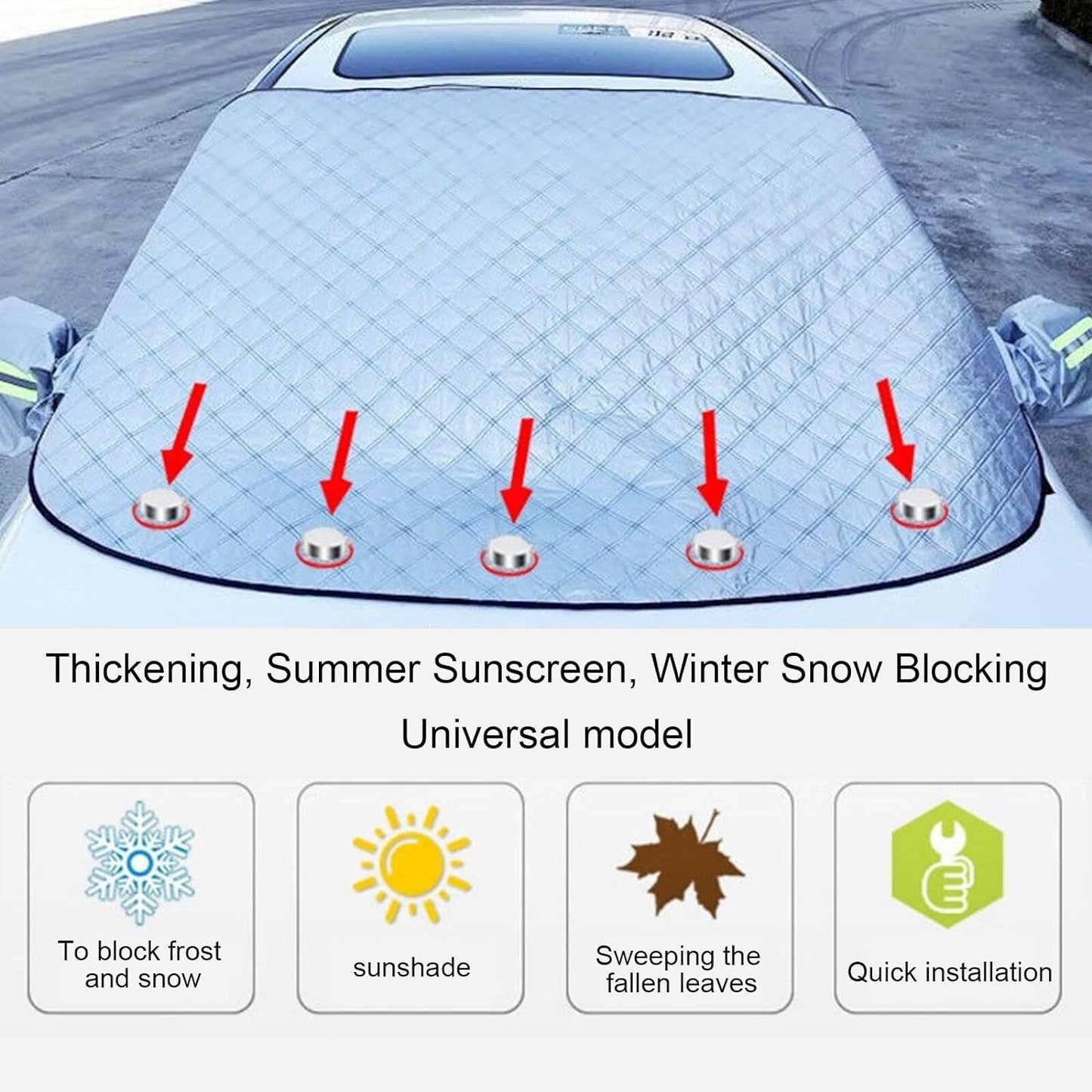 SUV Car Windscreen Covers Frost Snow Ice,Magnetic Car Windscreen Cover for Winter Car Windshield Cover with Side Wing Mirror Cover,Car Frost Windscreen Cover against Snow,Ice,Frost,Sun (148×116Cm)
