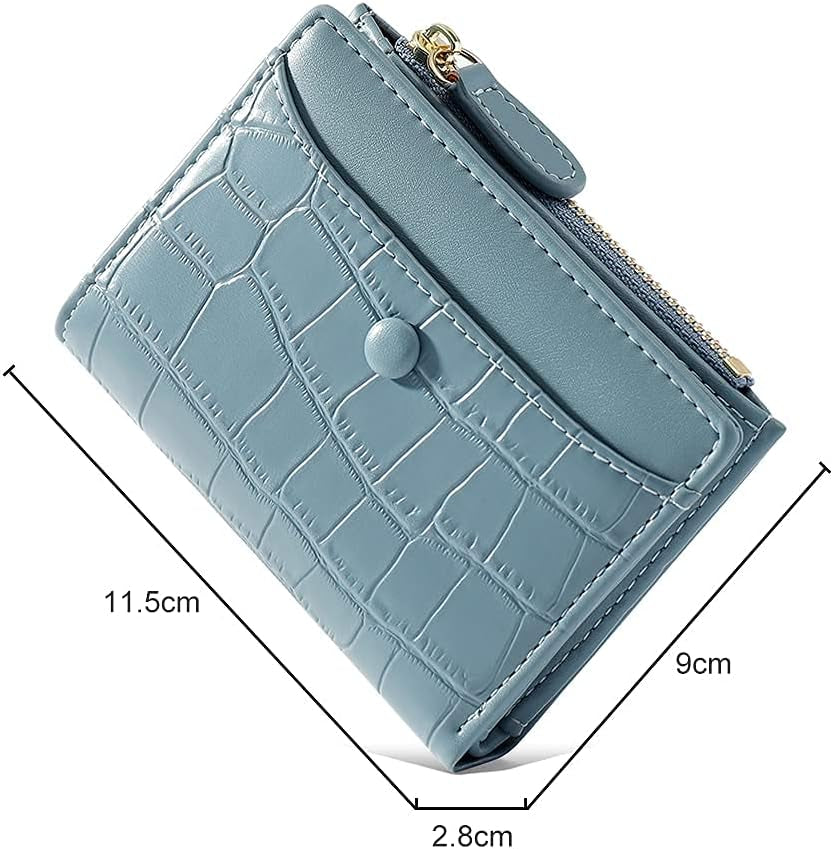Small Purses for Women Fashion Stone Pattern Girls Wallet Thin and Light Card Holder Organizer (Blue)