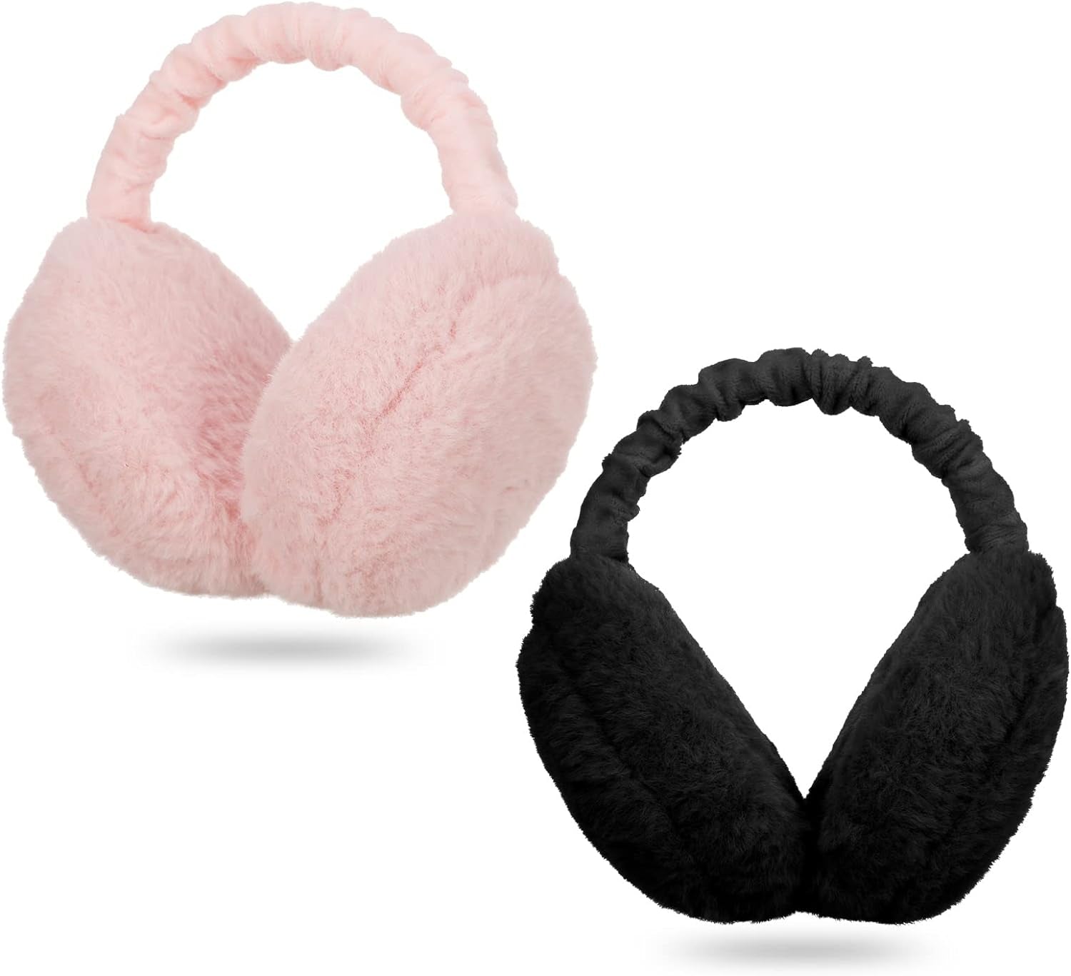 Women Earmuffs,2Pcs Winter Ear Muffs Adjustable Faux Fur Ear Warmer Warm Windproof Plush Earmuffs Foldable for Men Girl Thanksgiving