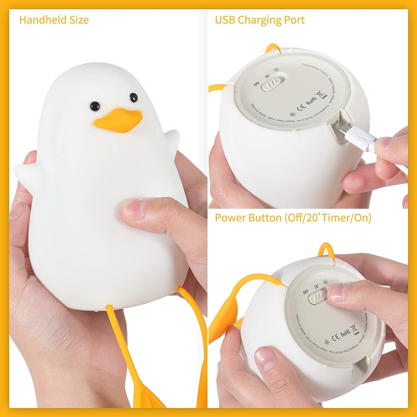 Cute Duck Night Light, Gifts for Women Teen Girls Baby,Night Lights for Kids Bedroom, Cute Christmas Seagull Chick Silicone Nightlights for Children Toddler.