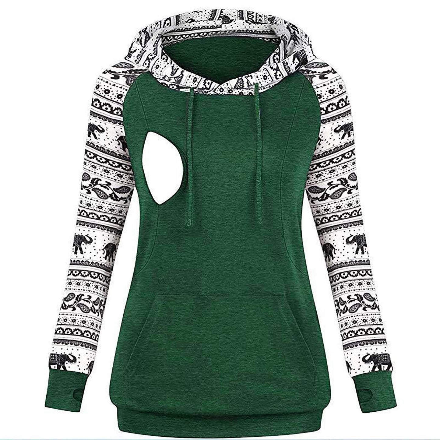 Extra Warm Hoodies Women Women'S Casual Top Hooded and Printed Breastfeeding