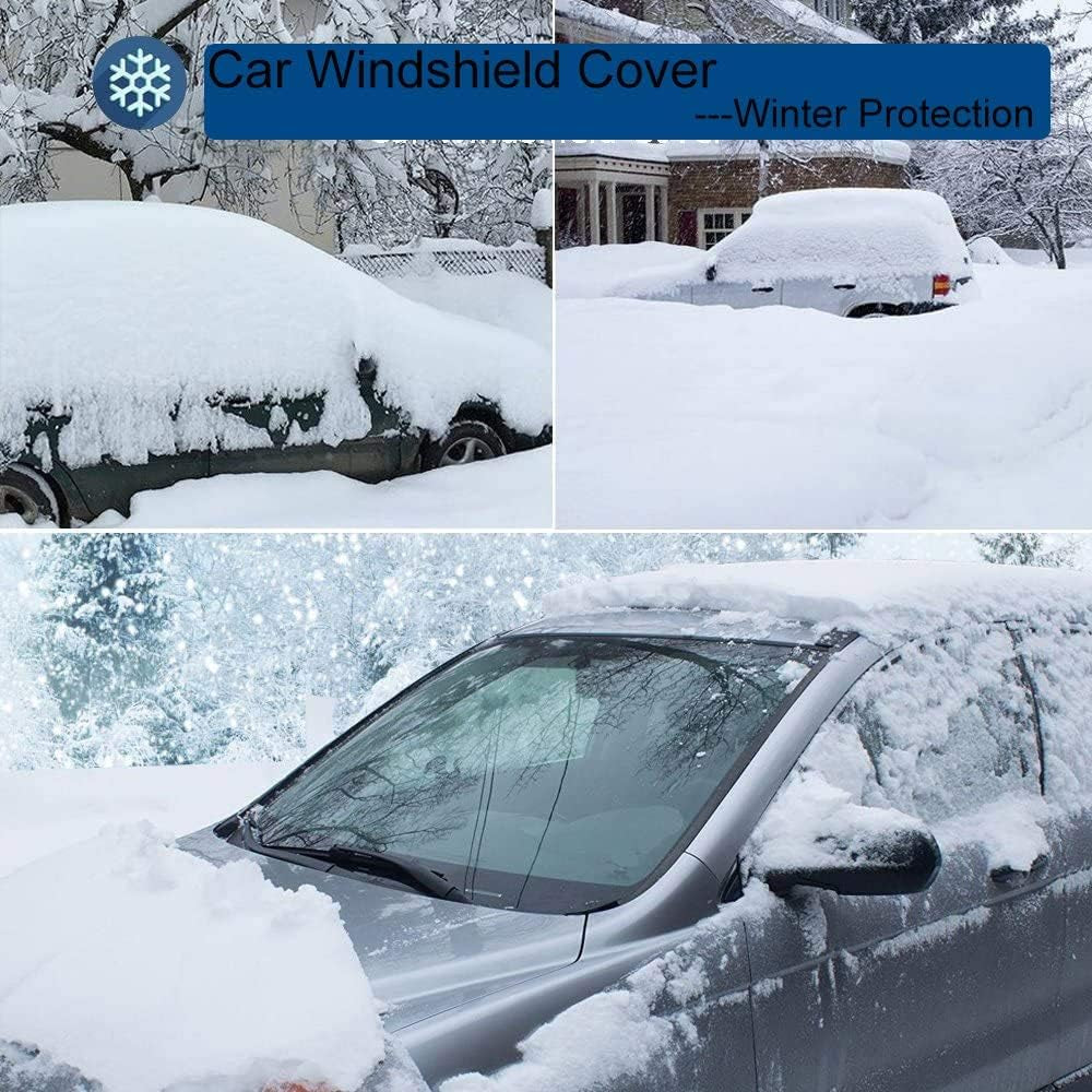 SUV Car Windscreen Covers Frost Snow Ice,Magnetic Car Windscreen Cover for Winter Car Windshield Cover with Side Wing Mirror Cover,Car Frost Windscreen Cover against Snow,Ice,Frost,Sun (148×116Cm)