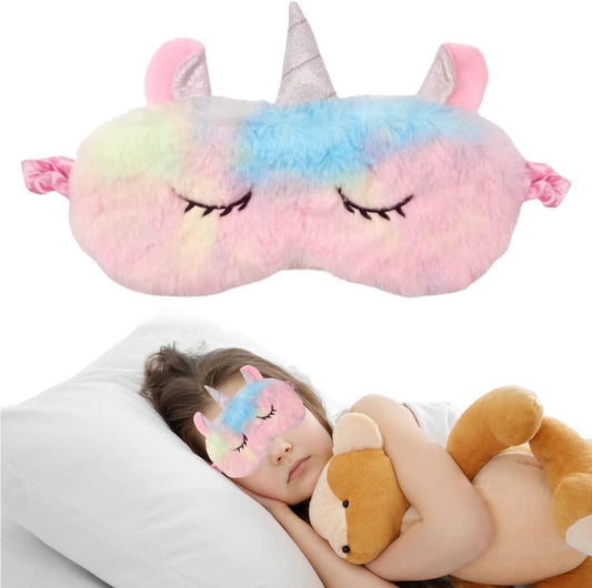 Eye Mask for Sleeping, Cute Unicorn Soft Fluffy Plush Sleep Mask Novelty Blindfold Eye Covers for Women Girls Kids