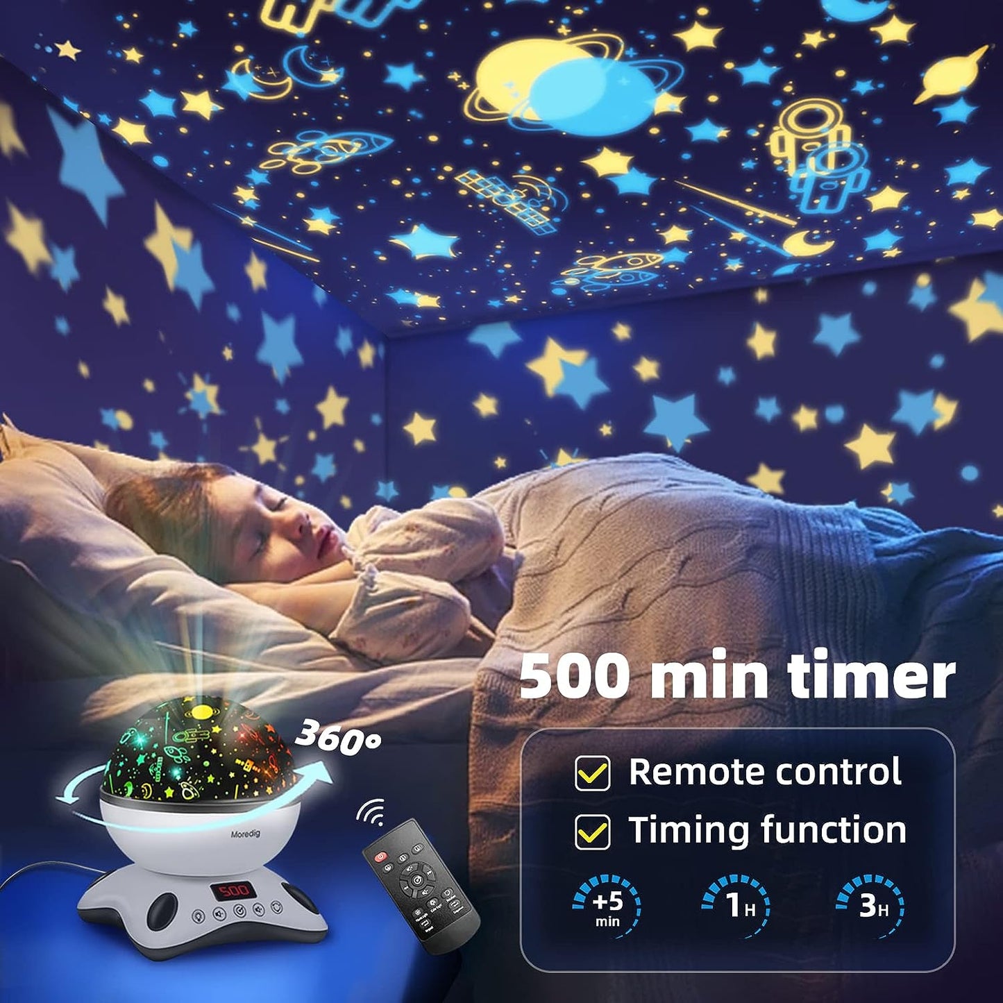 Baby Projector Night Light, Night Light Kids Projector with 12 Music and Timer, Remote Kids Night Light for Bedroom with 8 Lighting Modes Christmas Gifts for Baby Boy- Black White