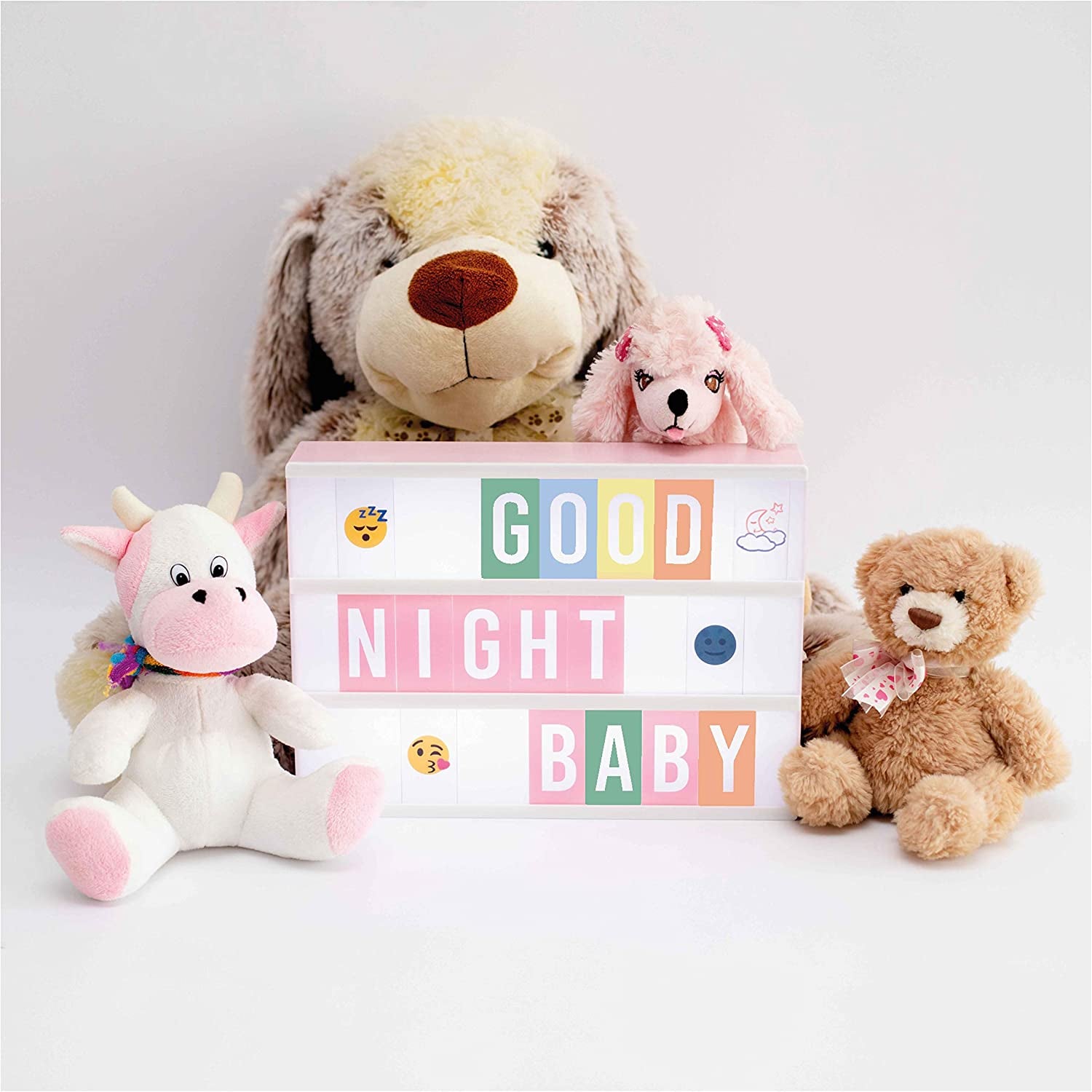 Pink Cinema Light Box with 400 Letters, Emojis & 2 Markers A4 Led Light Box Girl Room Decor, Home, Baby Shower | Letter Board Novelty Gifts for Women and Girls at Christmas, Birthdays