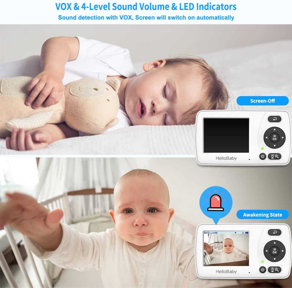 Baby Monitor, Upgrade Video Baby Monitor No Wifi for Privacy, Infrared Night Vision Camera, 960P, ECO Mode,Lullaby,Digital 2X Zoom,Alarm Function (HB30 New)