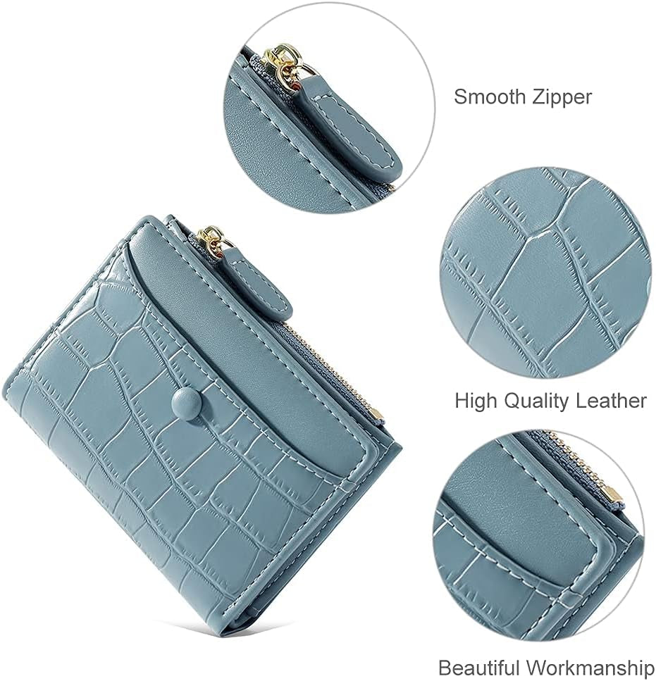 Small Purses for Women Fashion Stone Pattern Girls Wallet Thin and Light Card Holder Organizer (Blue)