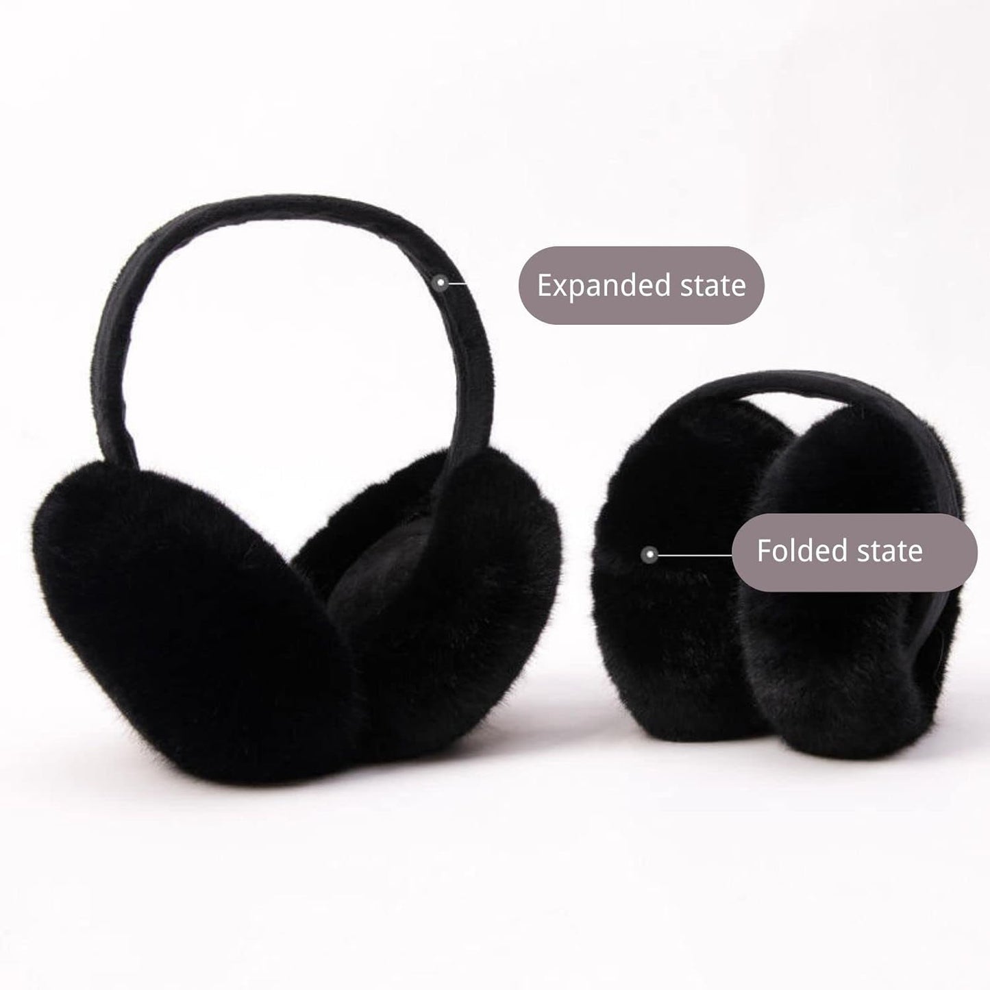 Ear Muffs for Women - Winter Ear Warmers - Soft & Warm Cable Knit Furry Fleece Earmuffs - Ear Covers for Cold Weather