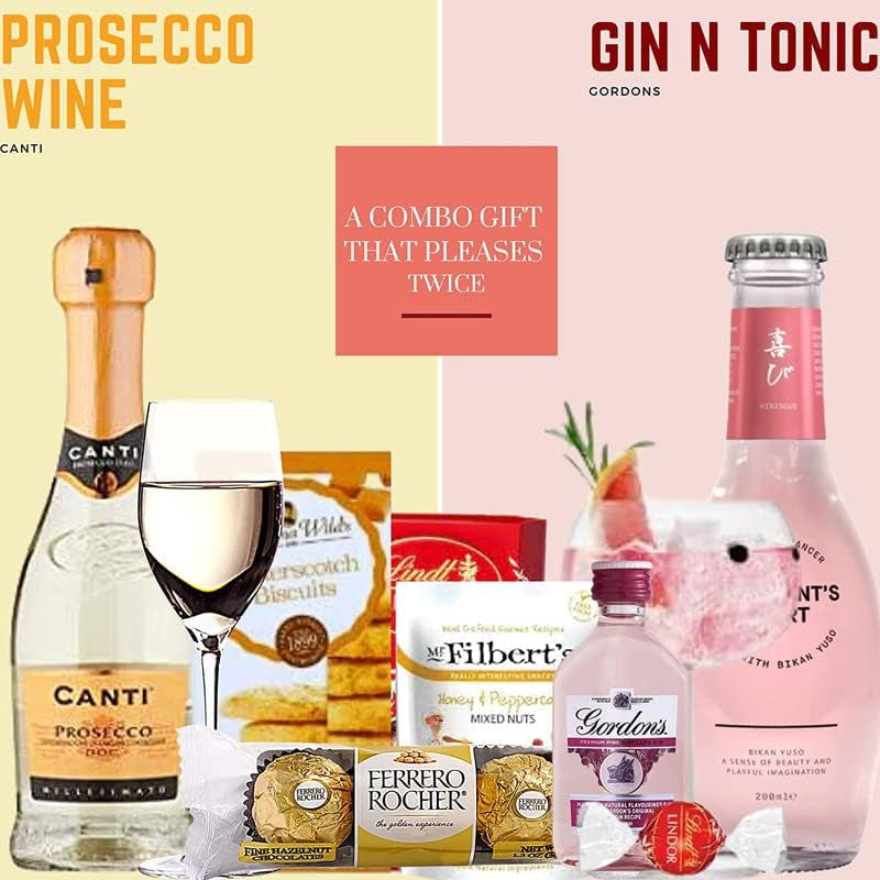 Prosecco and Pink Gin and Tonic Combo Prosecco Wine Gift Set for Her, a Birthday Gift Set for Women - Ideal Best Friend Gift for Women