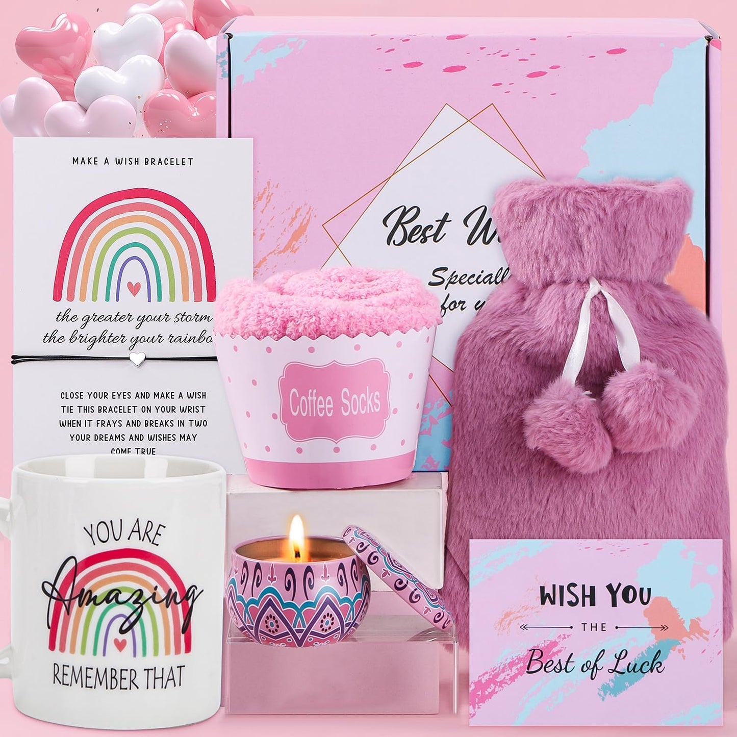 Christmas Gifts for Women, Birthday Gifts for Women, Ideas Presents for Her, Mum,Sister,Friends,Daughter, Warm&Relaxing Winter Care Package for Women, Hot Water Bottle Gift Set with Mug,Candle,Socks